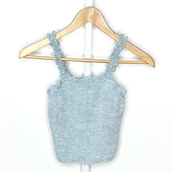 Abercrombie & Fitch | Blue/White Print Smocked All Over Wide Strap Cami Sz XS - Picture 1 of 12
